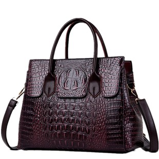 外贸真皮包包女大容量手提包2025新款鳄鱼纹女包大气潮时尚妈妈包