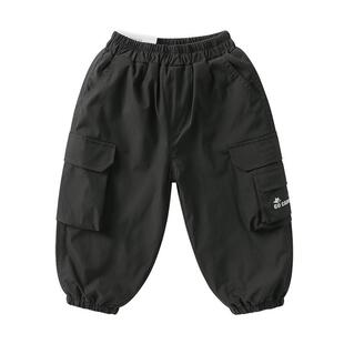 右欧儿童加绒工装裤户外风加厚款男童女童束脚长裤子冬季新款童装