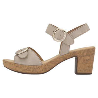 嘉步羊皮圆头软木设计凉鞋