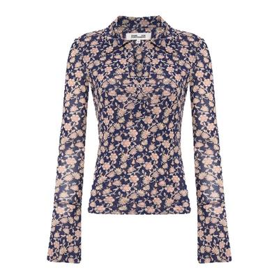 DVF蓝橙星图繁花图案上衣