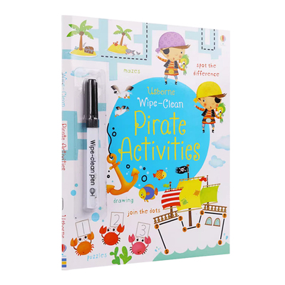Usborne Wipe-clean Activity Books 尤斯伯恩早教启蒙可擦书 海盗活动怪兽迷宫时间认知 益智活动附可擦笔 英文原版进口儿童图书