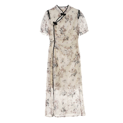 索玛优雅大方短袖连衣裙