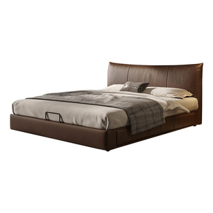 香奈儿床主卧高端大气全真皮床主卧大床轻奢高级感落地双人储物床