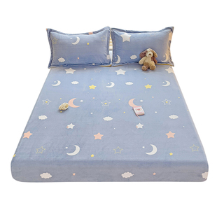 2024年新款冬天加绒牛奶绒135cmx200cm床笠床罩学生宿舍单人单件