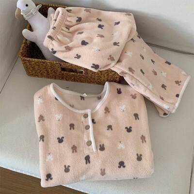 秋冬季女款睡衣珊瑚绒加厚加绒保暖套装2025新款法兰绒免子家居服