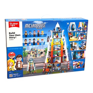 小鲁班拼装积木星舰大厦浮梦城模拟城市汽车4S店轨道儿童益智玩具