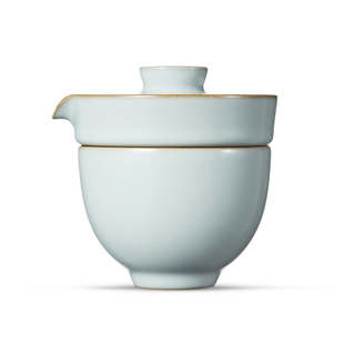 雅瓷 汝窑不二杯 陶瓷旅行茶具一壶一杯套装一人便携式户外快客杯