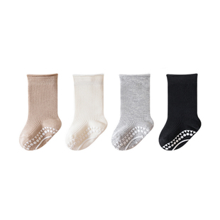 宝宝袜子防滑中筒袜春秋季新生婴儿a类纯棉地板袜0-1岁无骨松口