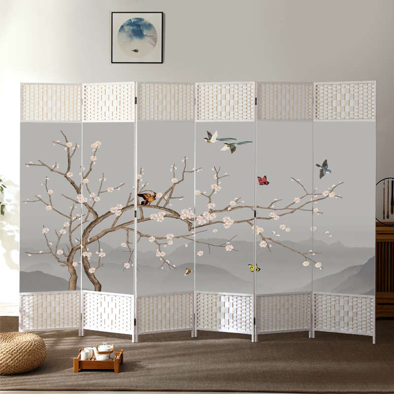 中式屏风隔断折叠移动客厅卧室简约现代实木遮挡墙玄关家用窗帘