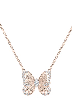 S925银玫瑰金蝴蝶钻石锁骨链