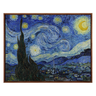 新品梵高星空油画近代欧式客厅装饰画轻奢餐厅挂画书房办公室版画