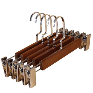 10个装实木裤架裤夹子服装店衣架家用防滑无痕木质裤夹裤架子木头