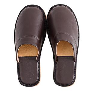 真皮拖鞋男冬季棉拖鞋保暖包头羊皮软底牛筋底居家静音春秋款家用