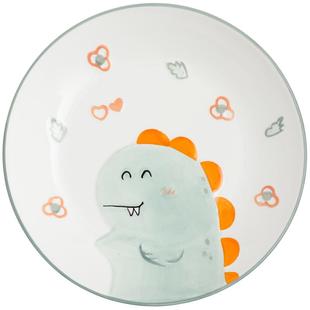 釉下彩恐龙米饭碗创意个性家用网红儿童陶瓷餐具卡通盘子碟碗套装