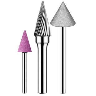 锥形磨头钨钢旋转锉圆锥金刚石金属毛刺倒角砂轮打磨头尖头火石仔