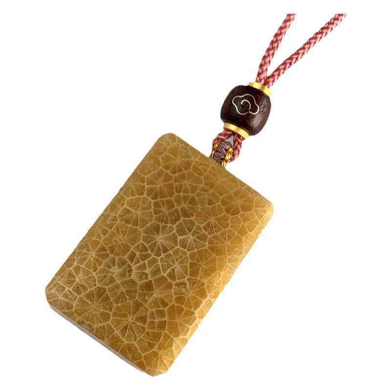 天然珊瑚玉方牌吊坠毛衣链