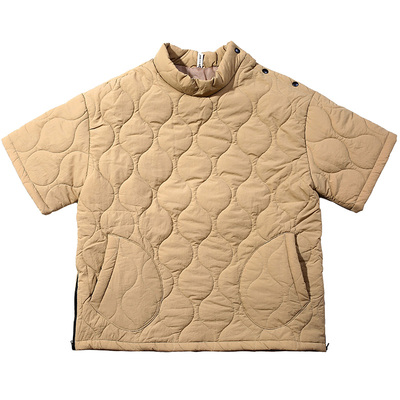 个性叠穿搭配半袖棉服外套