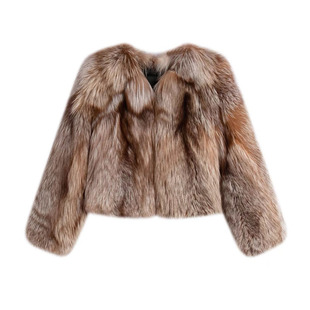 Deessesicile saga整皮水晶狐狸毛松茸系顺滑时髦皮草外套女