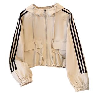 安可拉红色短款抽绳外套女2025年早春秋新款休闲运动冲锋夹克上衣