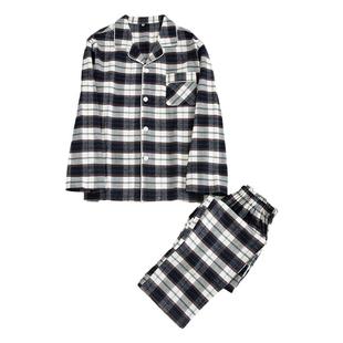 外贸日单秋冬全棉绒布纯棉男士睡衣长袖春秋款磨毛家居服大码套装