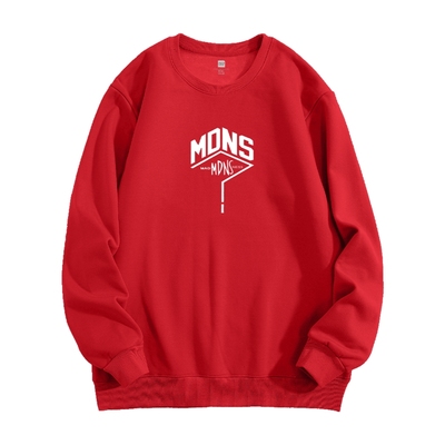 真维斯情侣款圆领印花加绒卫衣