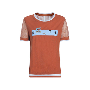 声雨竹官方旗舰店专柜夏季新款T恤 纯色休闲街头时尚圆领短袖上衣