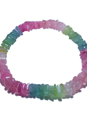 天然马卡龙碧玺随形刻面手链礼物