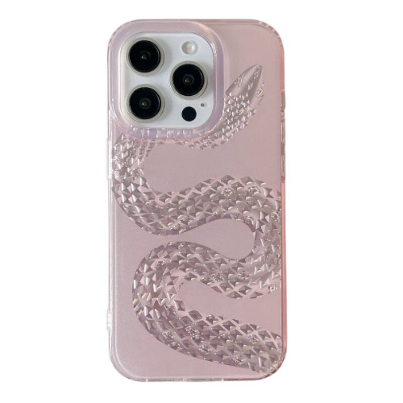 国风高级感粉色钻石蟒蛇适用苹果17promax手机壳iphone15蛇年新款16女16pro带挂绳14pm女17pro个