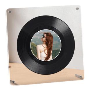 亚克力黑胶唱片透明展示框三层收纳保护CD相框摆台架定制任意尺寸