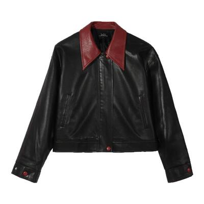 【FUFOT】2025黑红撞色皮衣