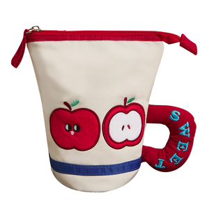 可爱苹果笔袋笔筒高颜值ins风女生2025新款文具盒大容量小众不撞款铅笔盒小学生多巴胺手提简约多功能文具袋