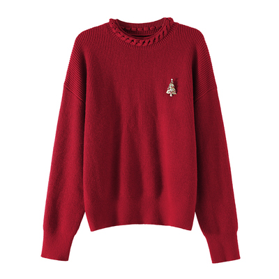 OSA欧莎圣诞氛围感红色毛衣