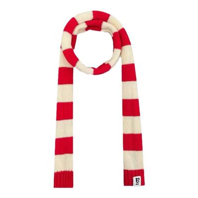 时尚小众设计师款红白色条纹腊肠围脖女秋冬2025新年细长条围巾