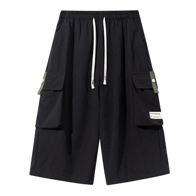 棉致工装七分裤子男士夏季薄款冰丝过膝潮流宽松透气百搭休闲短裤