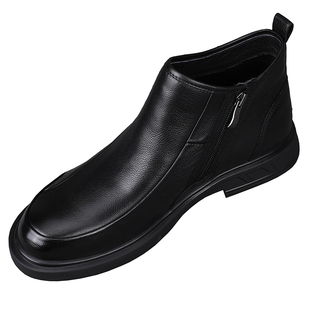 真皮高帮男靴2025新款软面头层牛皮高邦厚底英伦商务百搭休闲皮鞋