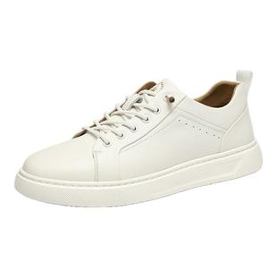 CROWN/皇冠头层牛皮小白鞋男款板鞋2025新款休闲百搭极简真皮男鞋