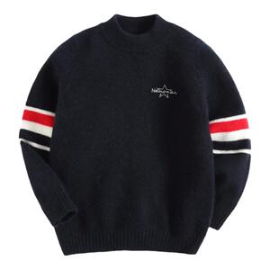 洪叶云台100%山羊绒儿童羊绒衫男童毛衣秋冬款2024新款冬款厚男孩