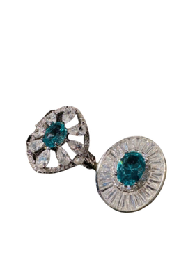 马尔代夫蓝碧玺雏菊宝石戒指 光芒花瓣 镀18K金 海蓝蛋形锆石戒指