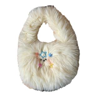 SummerEver 白鹿同款“潦草小狗”毛绒腋下包百搭单肩手提包小狗