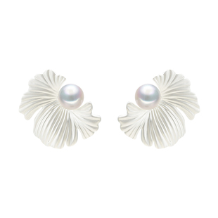 欧美扇形珍珠贵气耳钉时尚简约个性轻奢耳饰独特绝美漂亮大耳环