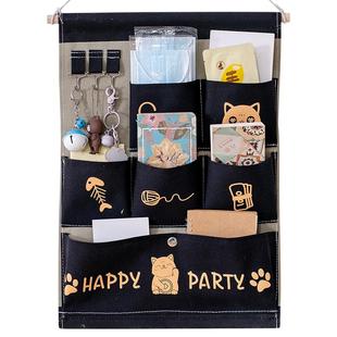 挂袋布艺墙挂式收纳袋@熊猫衣柜门后发饰挂兜宿舍床头手机置物袋