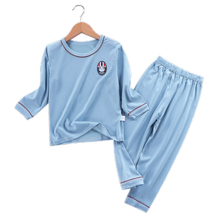 儿童夏季莫代尔男女中大童小男孩家居空调服春秋薄款长袖睡衣套装