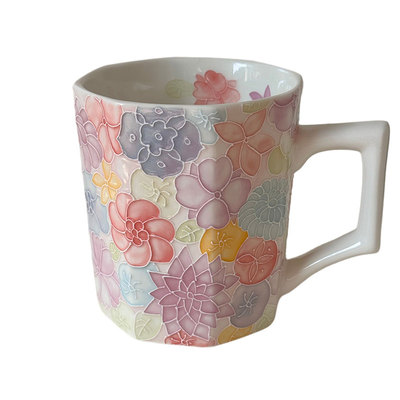 景德镇手绘立体万花杯陶瓷咖啡杯