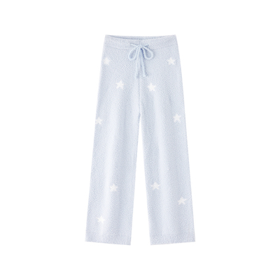 BE星星提花半边绒长裤女睡裤冬
