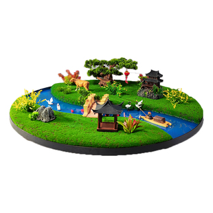 酒店餐桌中间摆件圆桌摆花转盘仿真花创意装饰景观新中式高端桌花