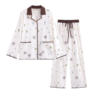 侘町冬季睡衣女2025年新款德绒加厚浪漫星星可外穿开衫家居服套装