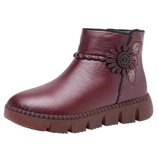 老北京布鞋女棉鞋新款妈妈鞋加绒加厚保暖短靴防滑牛筋舒适老人鞋