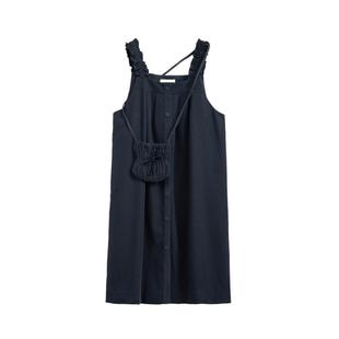 紫涵毛绒宽边吊带连衣裙女冬季新款森系学院风宽松无袖A字背带裙