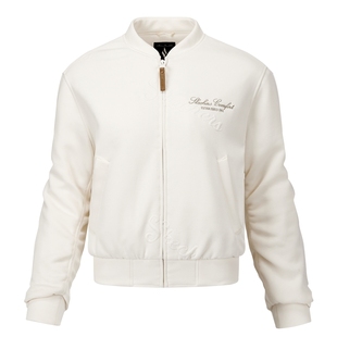 斯凯奇新年战袍美式夹克百搭卫衣棉服女款小个子短款白色棒球外套