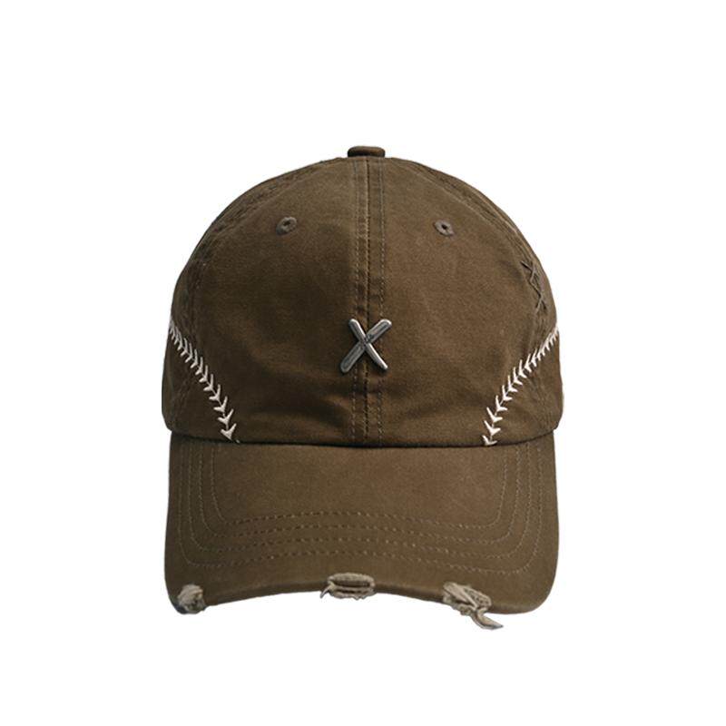 XOTIC官方 棒球纹路手缝线鸭舌帽新趣味绣花户外休闲小众遮阳帽